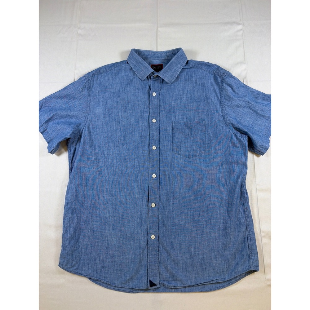 UNTUCKit Palomino Short Sleeve Button Down Shirt Mens XL Blue Cotton 35898